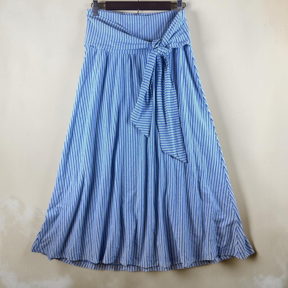 Patagonia Kamala Convertible Skirt Dress Blue White Striped Small Strapless Midi